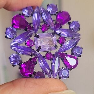 MCM Purple and Pink  Gemstone Brooch